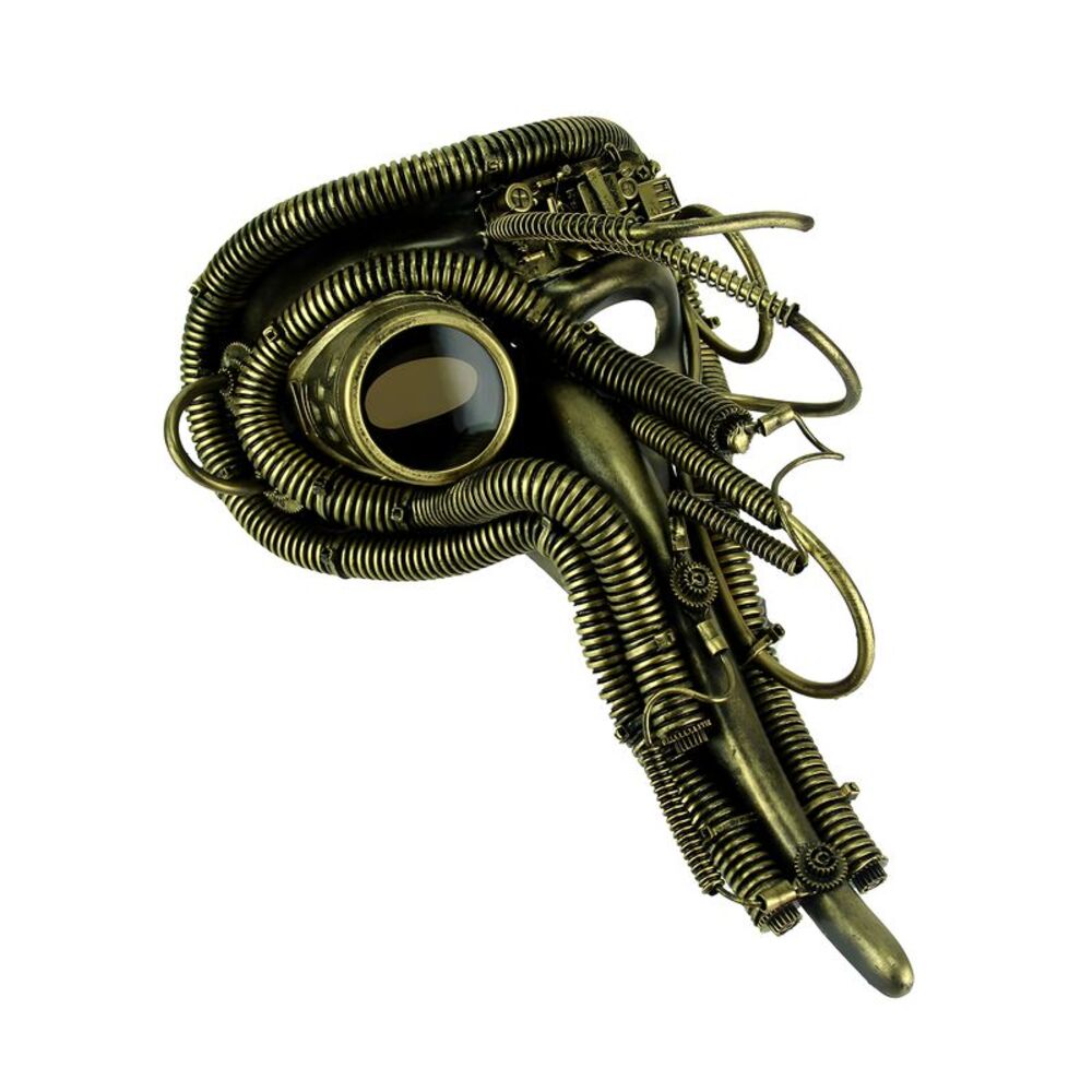 Metallic Gold Long Nose Steampunk Adult Costume Mask